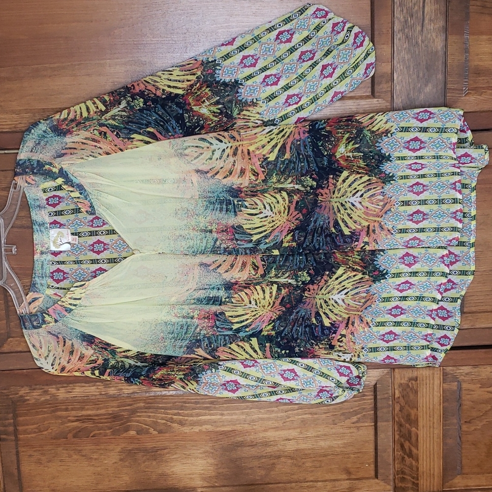 Fig and Flower Top Blouse Sz 1X